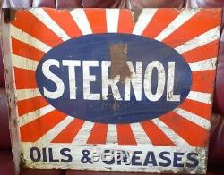 Vintage 1920s Enamel STERNOL MOTOR SIGN 2ft X 18 in approx DOUBLE SIDED