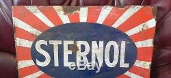 Vintage 1920s Enamel STERNOL MOTOR SIGN 2ft X 18 in approx DOUBLE SIDED