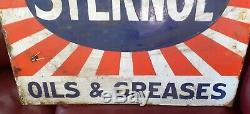 Vintage 1920s Enamel STERNOL MOTOR SIGN 2ft X 18 in approx DOUBLE SIDED