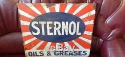 Vintage 1920s Enamel STERNOL MOTOR SIGN 2ft X 18 in approx DOUBLE SIDED