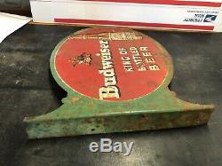 Vintage 1930's Budweiser Double-sided Metal Sign King Of Bottled Beer