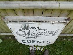 Vintage 1930's Double Sided Mrs Wagoner Guest Wood Sign