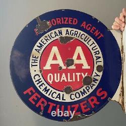 Vintage 1930's Porcelain Round Flange Sign Aa Quality Double Sided