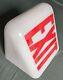 Vintage 1930s Deco Milk Glass Double-sided Triangle Exit Sign Globe Red Font