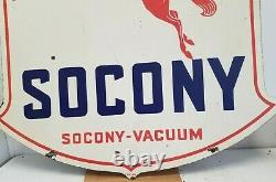 Vintage 1934 Standard Oil Co. Socony-Vacuum Pegasus Double Sided Porcelain Sign
