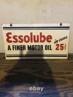 Vintage 1936 Original Essolube Motor Oil Double Sided Dealer Sign Hard To Find