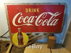Vintage 1940's Coca Cola Double sided Flange Sign