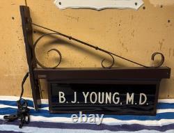 Vintage 1940's Doubled-Sided Glass Lighted Doctor Sign