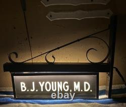 Vintage 1940's Doubled-Sided Glass Lighted Doctor Sign