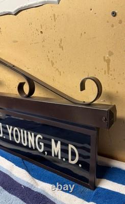 Vintage 1940's Doubled-Sided Glass Lighted Doctor Sign