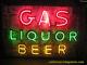 Vintage 1940's Gas, Liquor, Beer Antique Neon Sign Double Sided / One Neon