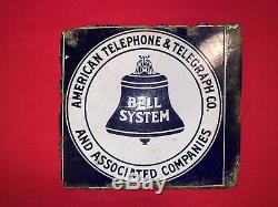 Vintage 1940s Bell System Enamel Porcelain Sign Double sided, Flange