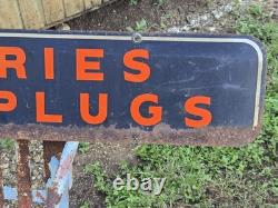 Vintage 1941 Firestone Batteries Spark Plugs Double Sided Sign Rider Original