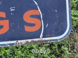 Vintage 1941 Firestone Batteries Spark Plugs Double Sided Sign Rider Original