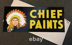 Vintage 1950-60's Chief Paints Double Sided Metal Sign NOS never hung (B2)