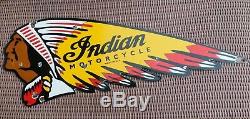 Vintage 1950's Double Sided Indian Motorcycle Die Cut Porcelain Dealer Sign