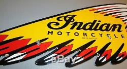 Vintage 1950's Double Sided Indian Motorcycle Die Cut Porcelain Dealer Sign