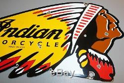 Vintage 1950's Double Sided Indian Motorcycle Die Cut Porcelain Dealer Sign