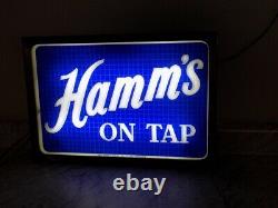 Vintage 1950's Hamm's Beer Light Up Reverse Painted Glass Double Side Sign