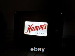 Vintage 1950's Hamm's Beer Light Up Reverse Painted Glass Double Side Sign