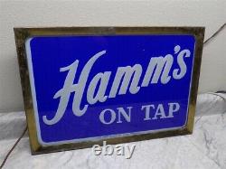 Vintage 1950's Hamm's Beer Light Up Reverse Painted Glass Double Side Sign