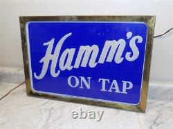 Vintage 1950's Hamm's Beer Light Up Reverse Painted Glass Double Side Sign