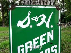 Vintage 1950's Original S&H Green Stamps Porcelain Double Sided Sign 1956 CT