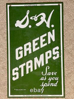 Vintage 1950's Original S&H Green Stamps Porcelain Double Sided Sign 1956 CT