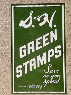 Vintage 1950's Original S&H Green Stamps Porcelain Double Sided Sign 1956 CT