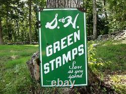 Vintage 1950's Original S&H Green Stamps Porcelain Double Sided Sign 1956 CT