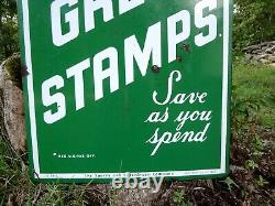 Vintage 1950's Original S&H Green Stamps Porcelain Double Sided Sign 1956 CT