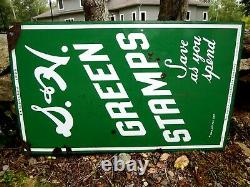 Vintage 1950's Original S&H Green Stamps Porcelain Double Sided Sign 1956 CT