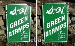 Vintage 1950's Original S&H Green Stamps Porcelain Double Sided Sign 1956 CT