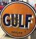 Vintage 1950s Gulf Dealer 66 Inches Porcelain Antique Gas Sign Double Sided