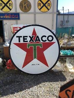 Vintage 1950s Huge! Six Foot Porcelain Texaco Double Sided Sign. WOW! Original