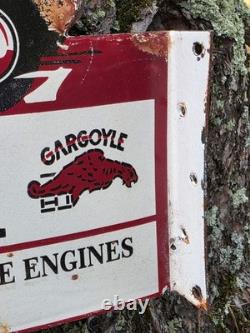 Vintage 1950s Mobiloil Double Sided Flange Advertising Sign 14 X 10