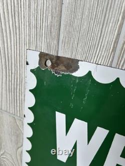 Vintage 1952 S & H Green Stamps Double Sided Heavy Porcelain Sign 20x28