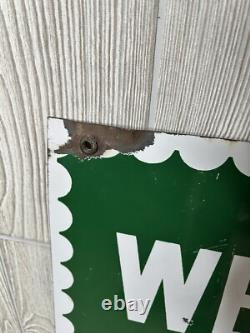 Vintage 1952 S & H Green Stamps Double Sided Heavy Porcelain Sign 20x28