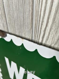 Vintage 1952 S & H Green Stamps Double Sided Heavy Porcelain Sign 20x28