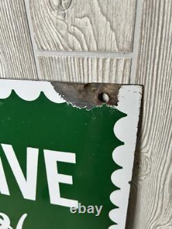 Vintage 1952 S & H Green Stamps Double Sided Heavy Porcelain Sign 20x28