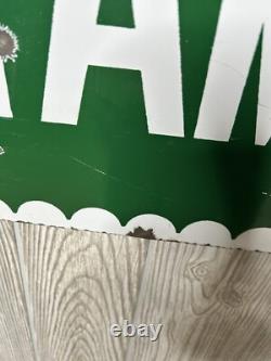 Vintage 1952 S & H Green Stamps Double Sided Heavy Porcelain Sign 20x28