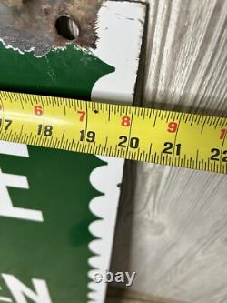 Vintage 1952 S & H Green Stamps Double Sided Heavy Porcelain Sign 20x28