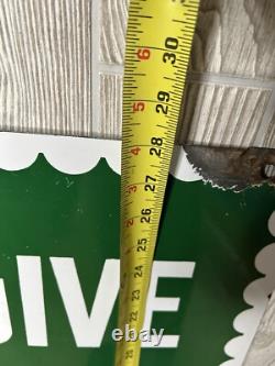 Vintage 1952 S & H Green Stamps Double Sided Heavy Porcelain Sign 20x28