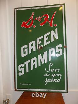 Vintage 1956 S & H Green Stamp Double Sided Metal Sign