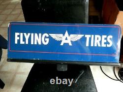 Vintage 1957 Flying A Tires Double Sided Tire Rack Sign Rare Blue Versionsuper