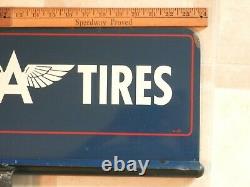 Vintage 1957 Flying A Tires Double Sided Tire Rack Sign Rare Blue Versionsuper