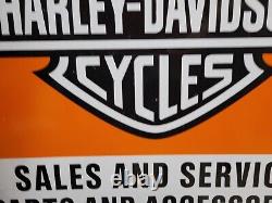 Vintage 1958 Harley Davidson Porcelain Sign 27 Double Sided Big Motorcycle Gas