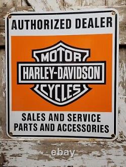 Vintage 1958 Harley Davidson Porcelain Sign 27 Double Sided Big Motorcycle Gas