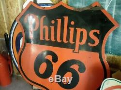 Vintage 1958 Phillips 66 Porcelain 6ft Double Sided Sign