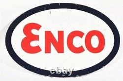 Vintage 1960 Dated Enco Double Sided Porcelain Sign 88 × 59 Huge